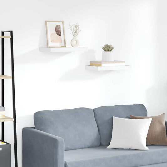 Prateleiras de parede 2 pcs 50x23x3,8 cm MDF carvalho e branco