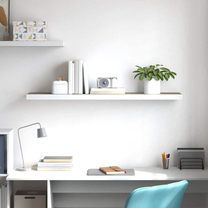 Prateleira parede suspensa 120x23,5x3,8cm MDF carvalho e branco