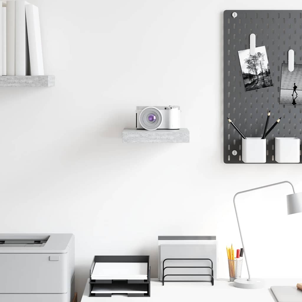 Prateleira de parede suspensa 23x23,5x3,8 cm MDF cinzento