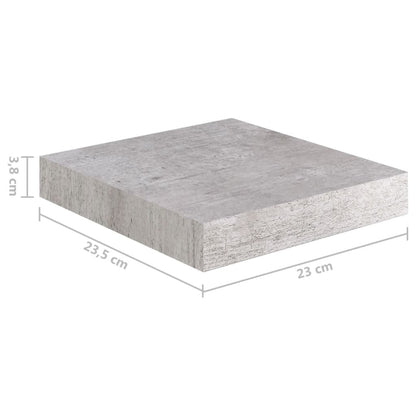 Prateleira de parede suspensa 23x23,5x3,8 cm MDF cinzento