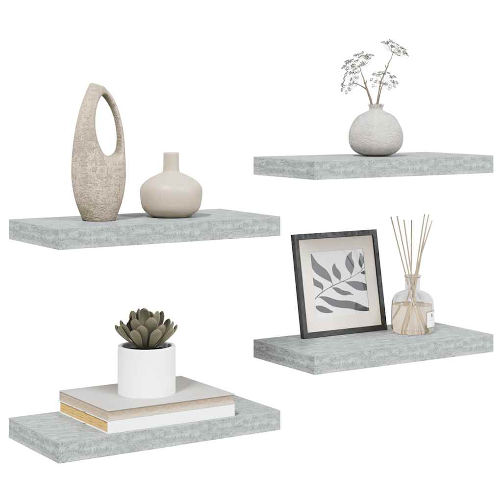Prateleiras de parede 4 pcs 50x23x3,8 cm MDF cinzento-cimento
