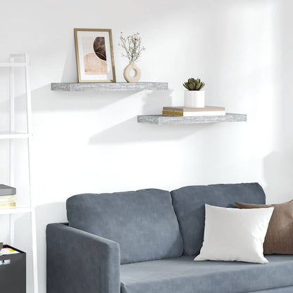 Prateleiras de parede 2 pcs 60x23,5x3,8cm MDF cinzento-cimento