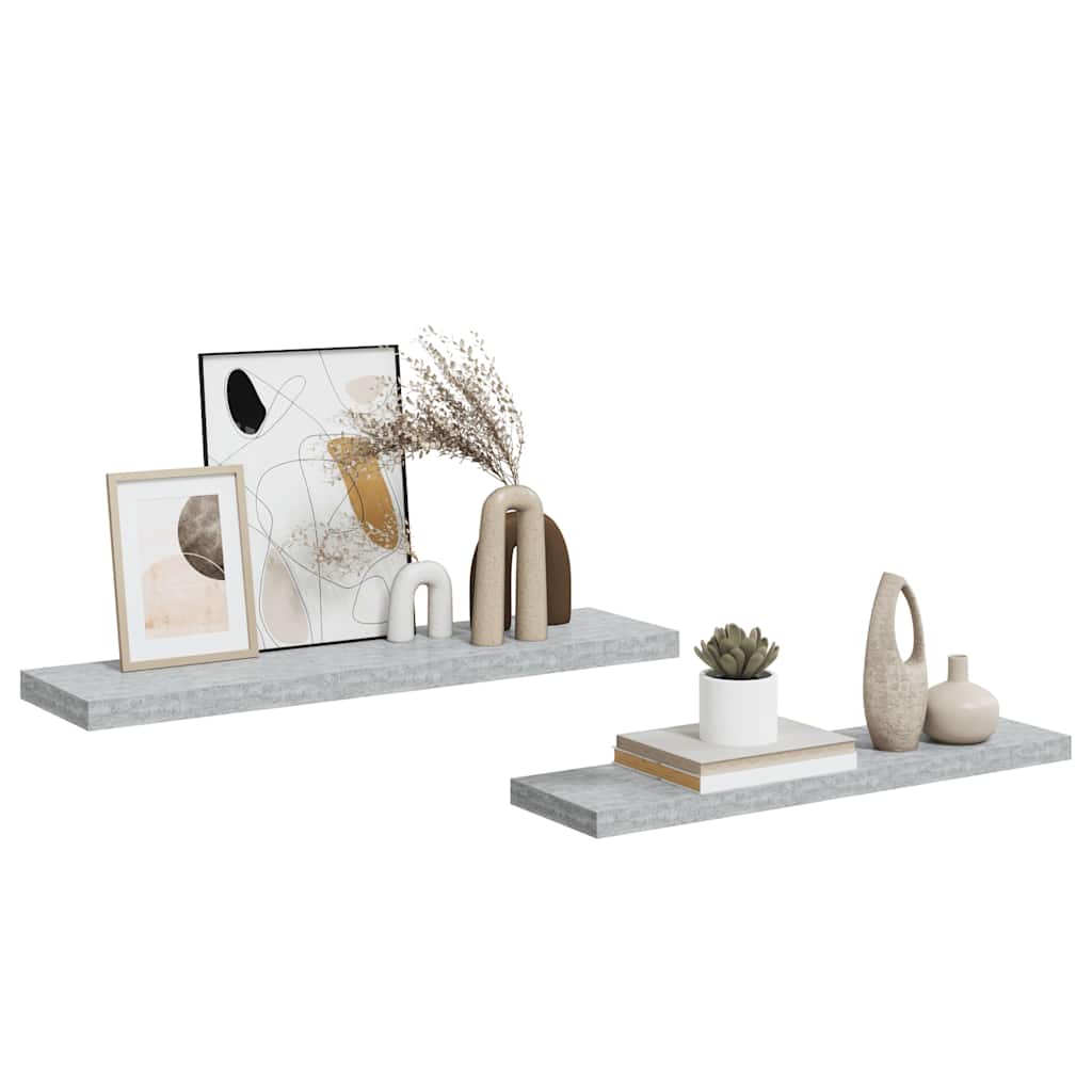 Prateleiras de parede 2 pcs 90x23,5x3,8cm MDF cinzento-cimento