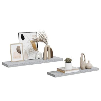 Prateleiras de parede 2 pcs 90x23,5x3,8cm MDF cinzento-cimento