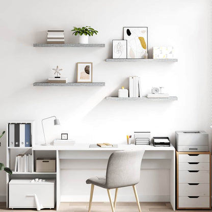 Prateleiras de parede 4 pcs 90x23,5x3,8cm MDF cinzento-cimento
