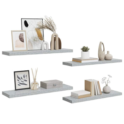 Prateleiras de parede 4 pcs 90x23,5x3,8cm MDF cinzento-cimento
