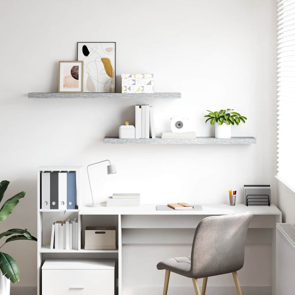 Prateleiras de parede 2 pcs 120x23,5x3,8cm MDF cinzento-cimento
