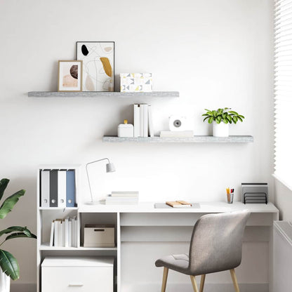 Prateleiras de parede 2 pcs 120x23,5x3,8cm MDF cinzento-cimento
