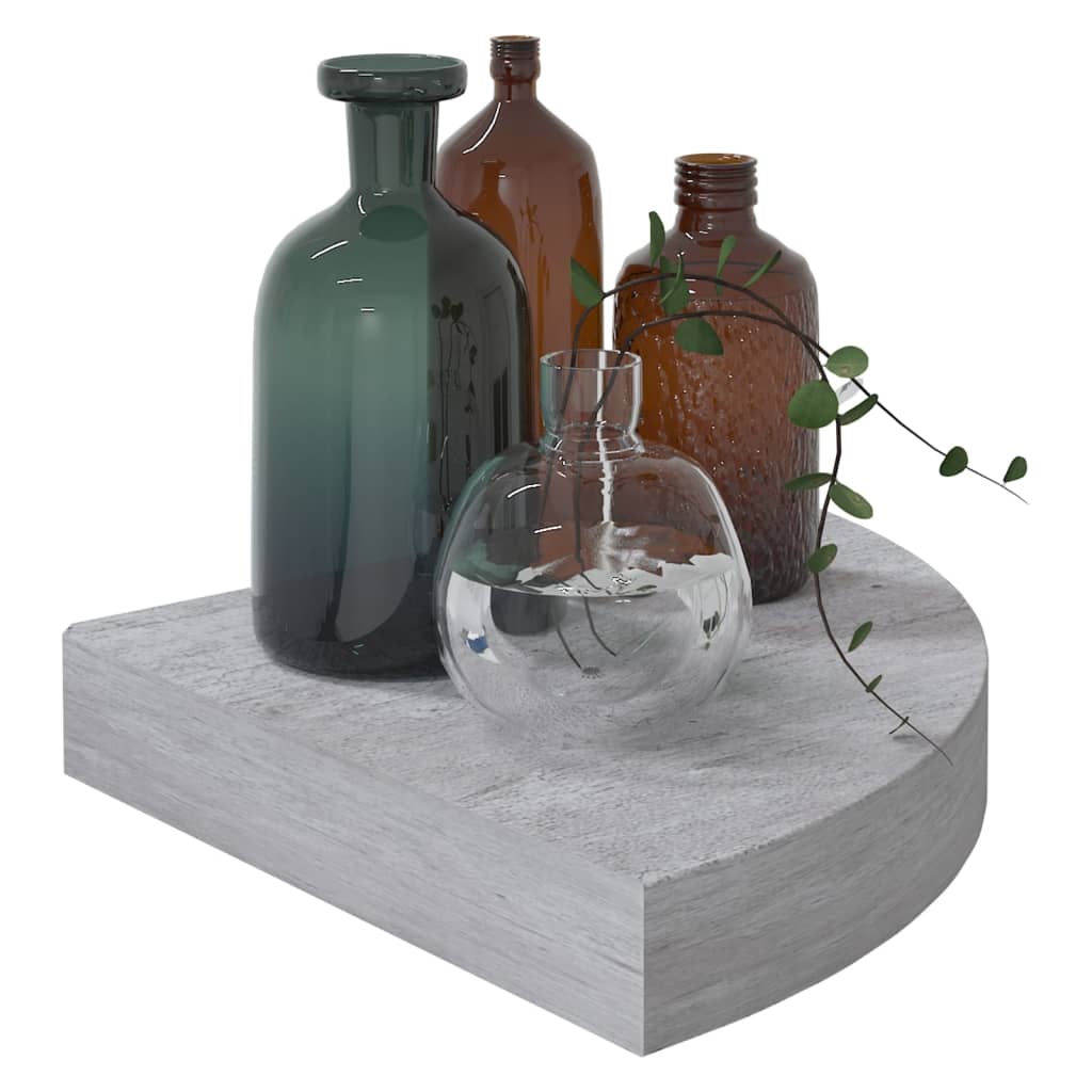 Prateleira de canto parede 25x25x3,8 cm MDF cinzento cimento