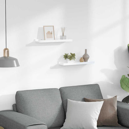 Prateleiras de parede 2 pcs 40x9x3 cm branco brilhante