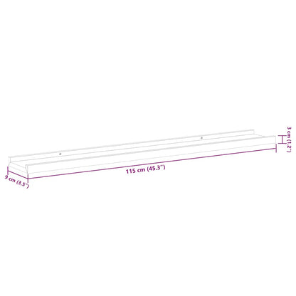 Prateleiras de parede 2 pcs 115x9x3 cm branco brilhante