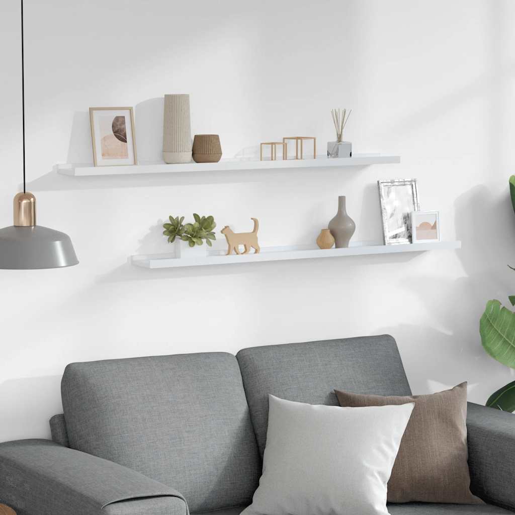 Prateleiras de parede 2 pcs 100x9x3 cm branco