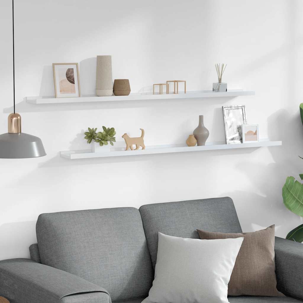 Prateleiras de parede 2 pcs 115x9x3 cm branco