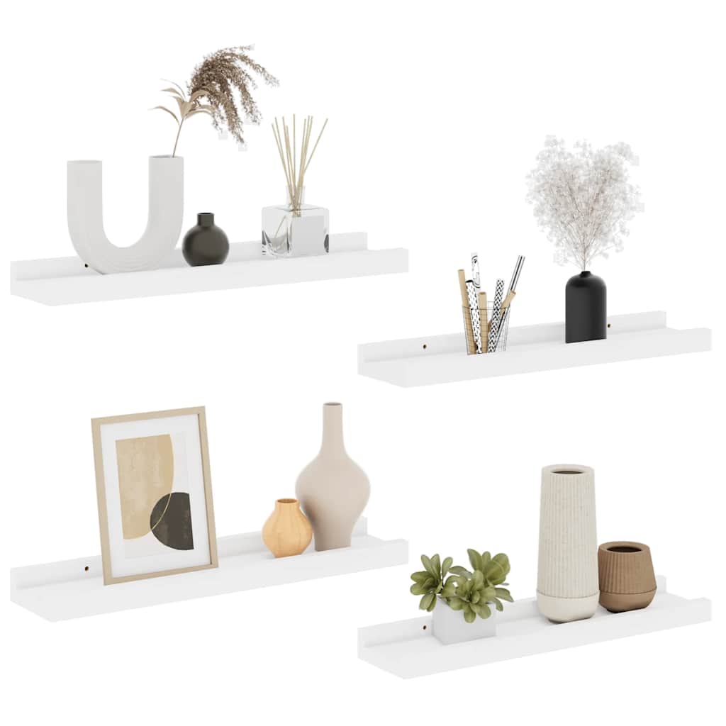 Prateleiras de parede 4 pcs 40x9x3 cm branco