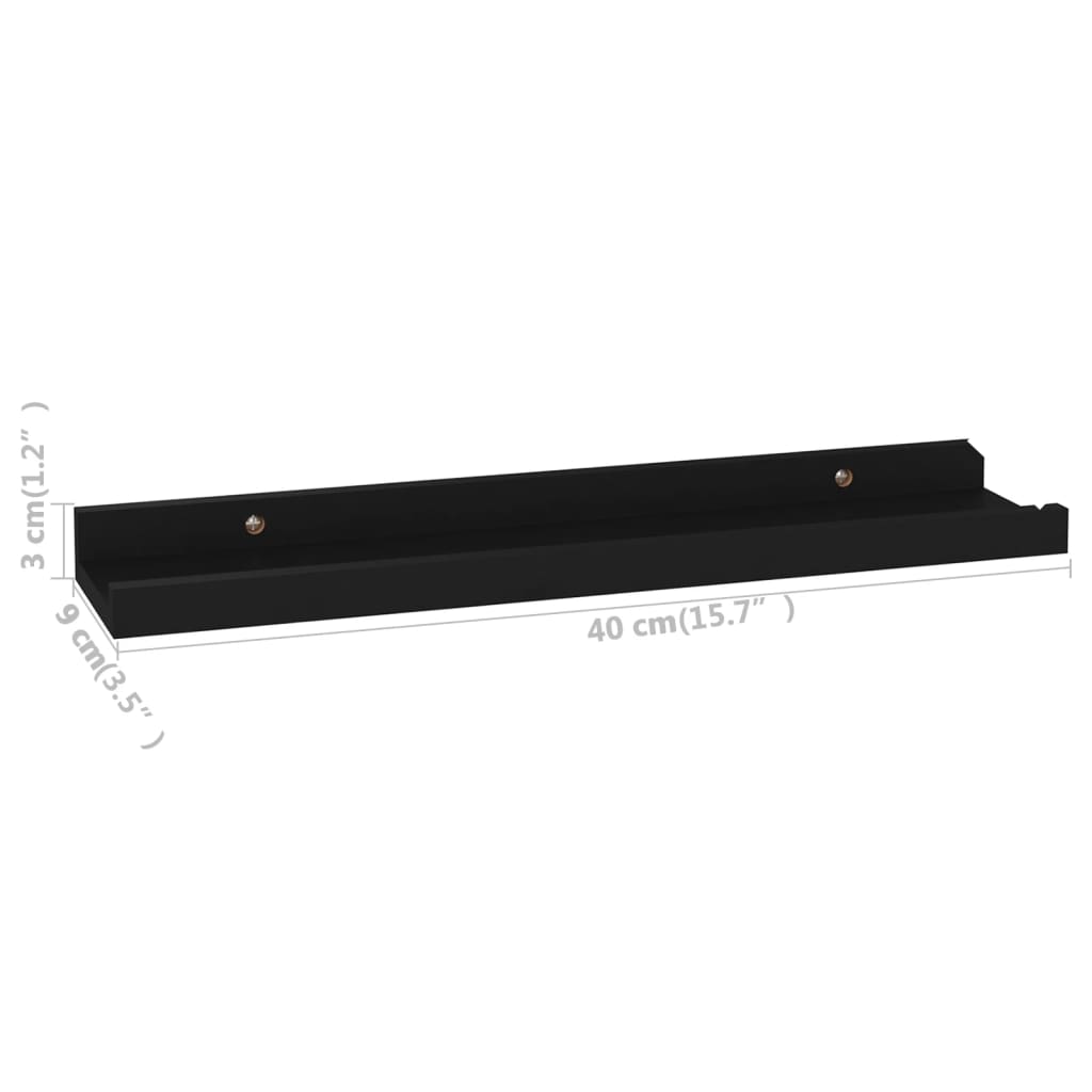 Prateleiras de parede 4 pcs 40x9x3 cm preto