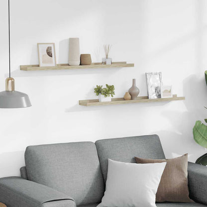 Prateleiras de parede 2 peças Carvalho Sonoma 80x9x3 cm
