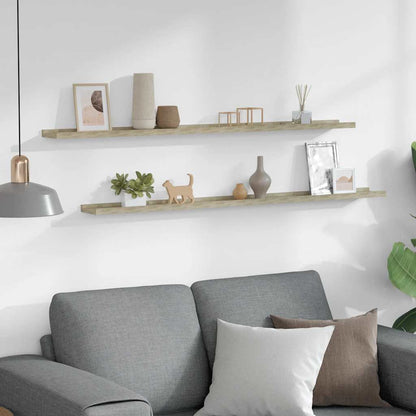 Prateleiras de parede 2 pcs 115x9x3 cm carvalho sonoma