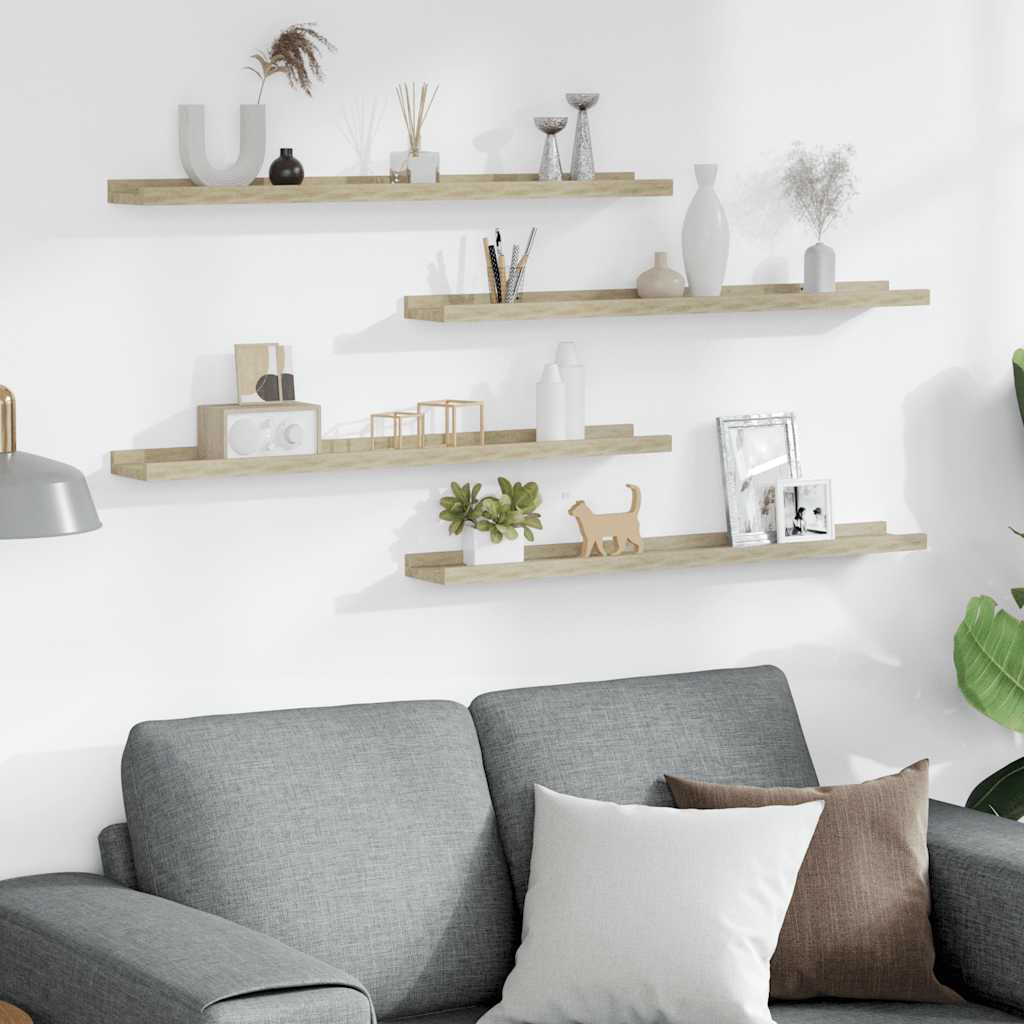 Prateleiras de parede 4 pcs 80x9x3 cm carvalho sonoma