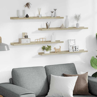 Prateleiras de parede 4 pcs 80x9x3 cm carvalho sonoma