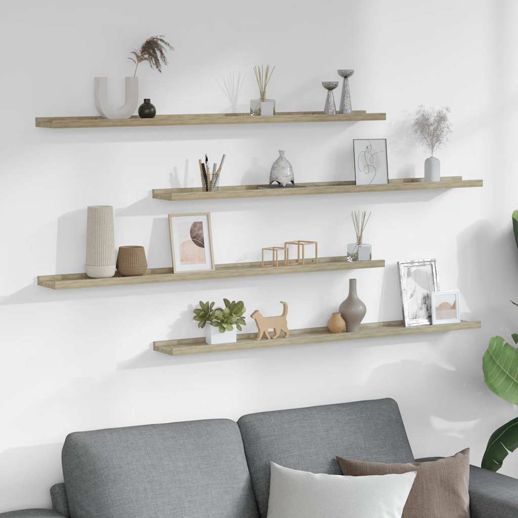 Prateleiras de parede 4 pcs 100x9x3 cm carvalho sonoma