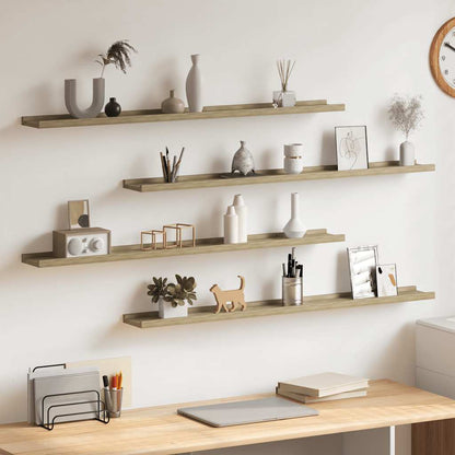 Prateleiras de parede 4 pcs 100x9x3 cm carvalho sonoma