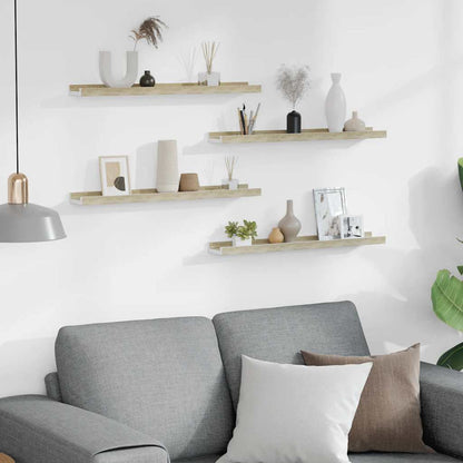 Prateleiras de parede 4 pcs 60x9x3 cm branco e carvalho sonoma
