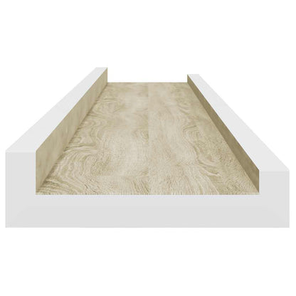 Prateleiras de parede 4 pcs 80x9x3 cm branco e carvalho sonoma