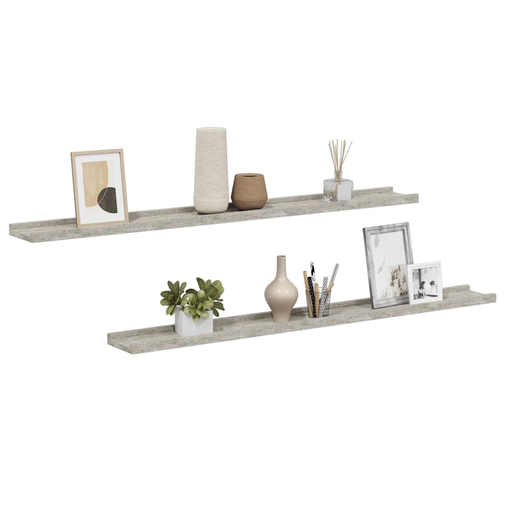 Prateleiras de parede 2 pcs 100x9x3 cm cinzento cimento