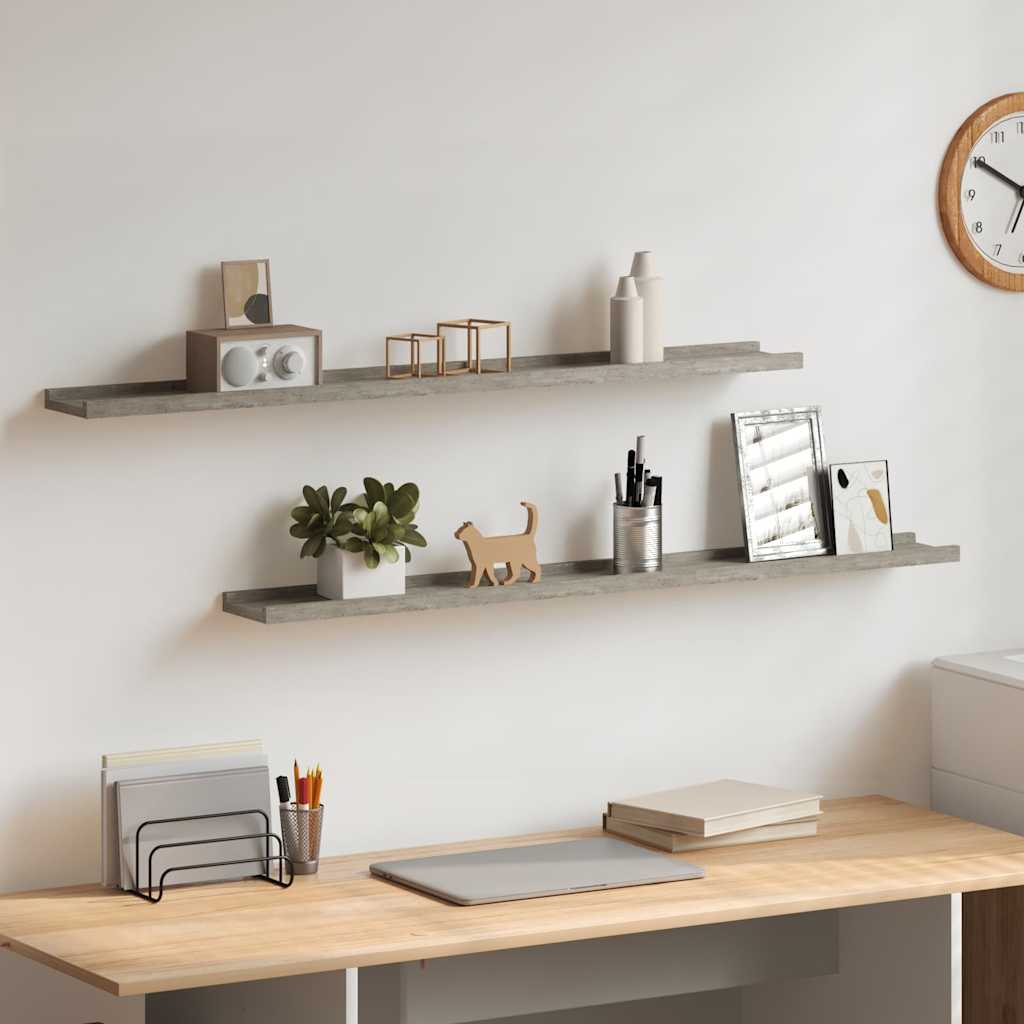 Prateleiras de parede 2 pcs 100x9x3 cm cinzento cimento