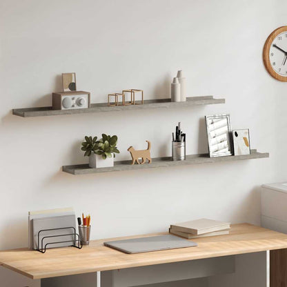 Prateleiras de parede 2 pcs 100x9x3 cm cinzento cimento