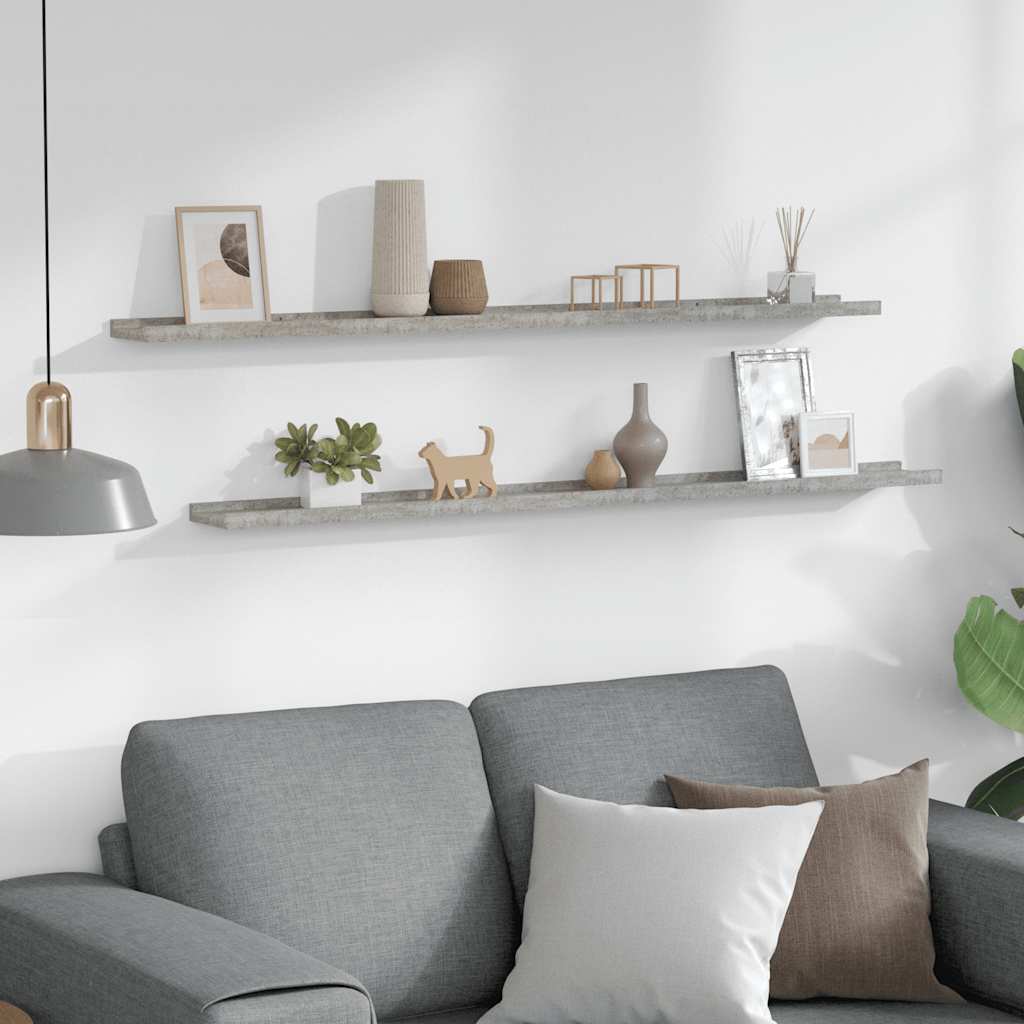 Prateleiras de parede 2 pcs 115x9x3 cm cinzento cimento