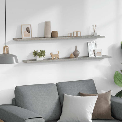 Prateleiras de parede 2 pcs 115x9x3 cm cinzento cimento