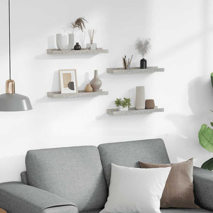 Prateleiras de parede 4 pcs 40x9x3 cm cinzento cimento