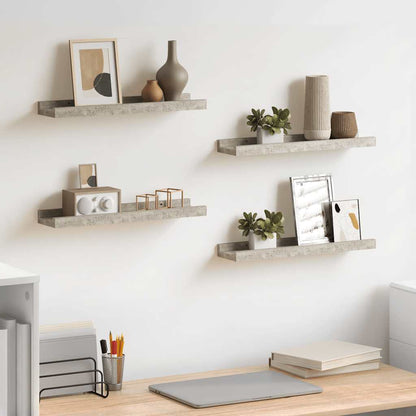 Prateleiras de parede 4 pcs 40x9x3 cm cinzento cimento
