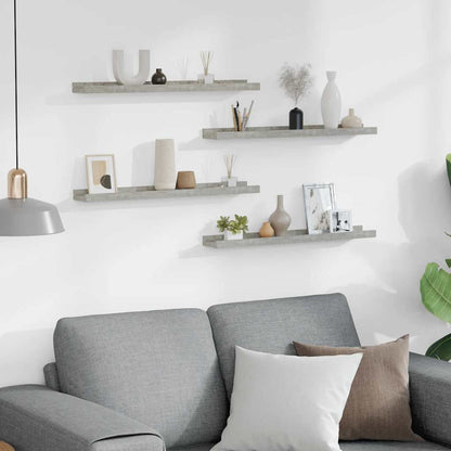 Prateleiras de parede 4 pcs 60x9x3 cm cinzento cimento