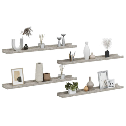 Prateleiras de parede 4 pcs 80x9x3 cm cinzento cimento
