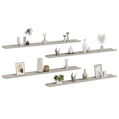Prateleiras de parede 4 pcs 115x9x3 cm cinzento cimento