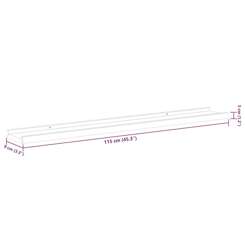 Prateleiras de parede 4 pcs 115x9x3 cm cinzento cimento