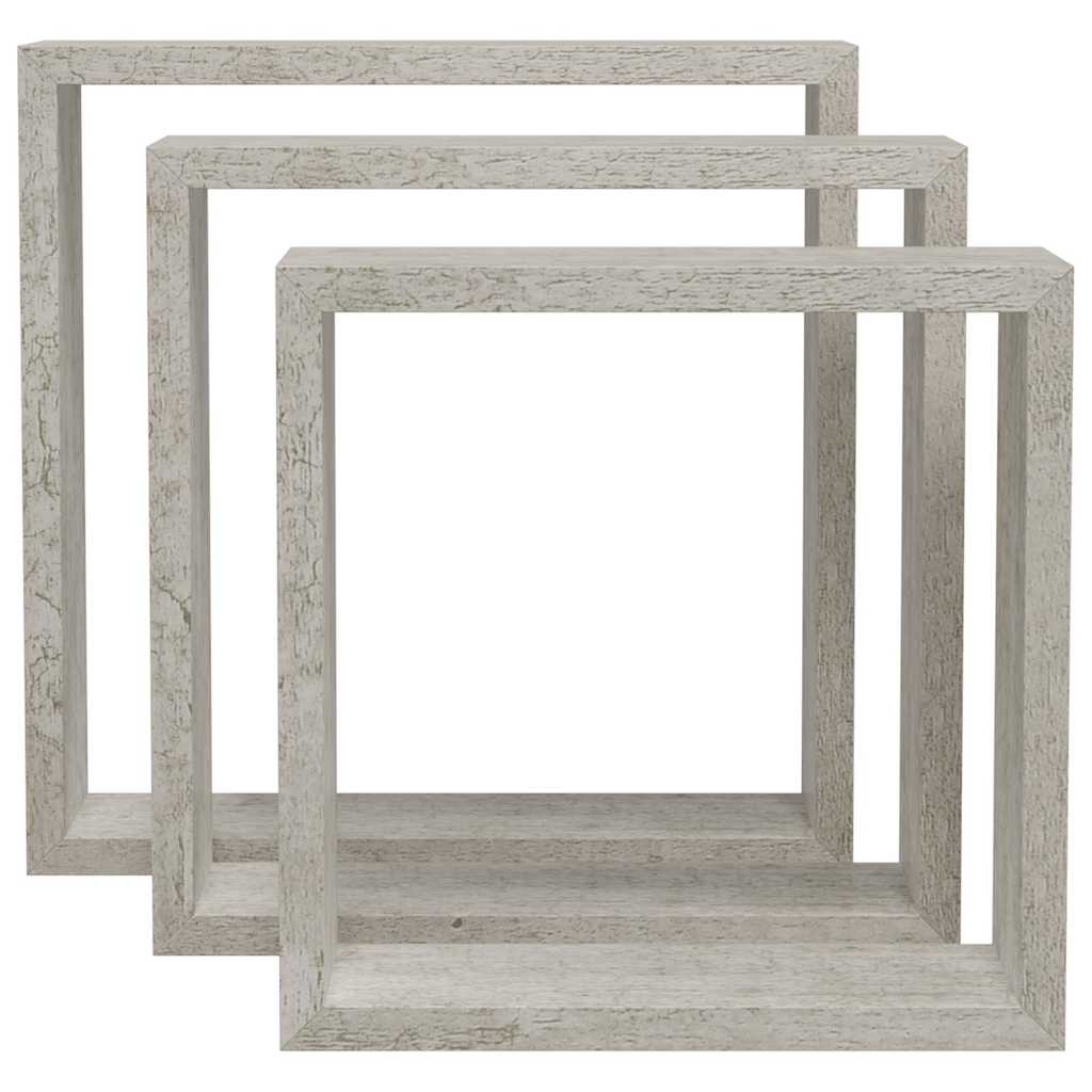 Prateleiras de parede em forma de cubo 3 pcs cinzento cimento