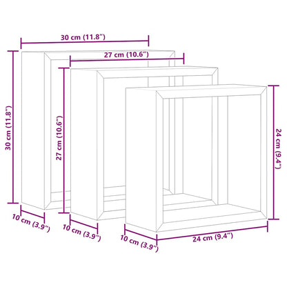 Prateleiras de parede em forma de cubo 3 pcs cinzento cimento