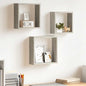 Prateleiras de parede em forma de cubo 3 pcs cinzento cimento