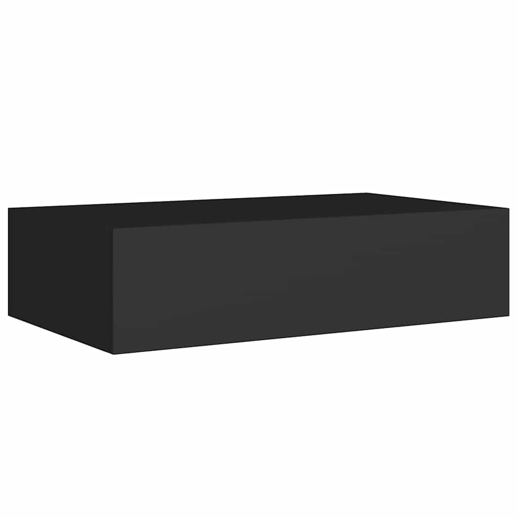Prateleiras de parede com gavetas 2 pcs MDF 40x23,5x10 cm preto