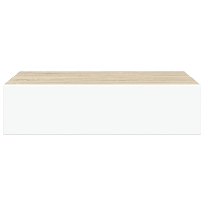 Prateleiras parede + gavetas 2pcs MDF 40x23,5x10cm carv./branco