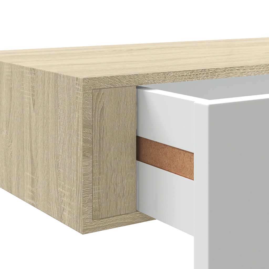 Prateleiras parede + gavetas 2pcs MDF 40x23,5x10cm carv./branco