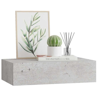 Prateleira de parede com gaveta MDF 40x23,5x10 cm cinza cimento