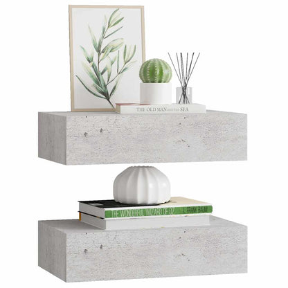 Prateleiras parede + gavetas 2 pcs MDF 40x23,5x10 cm cinza cim.