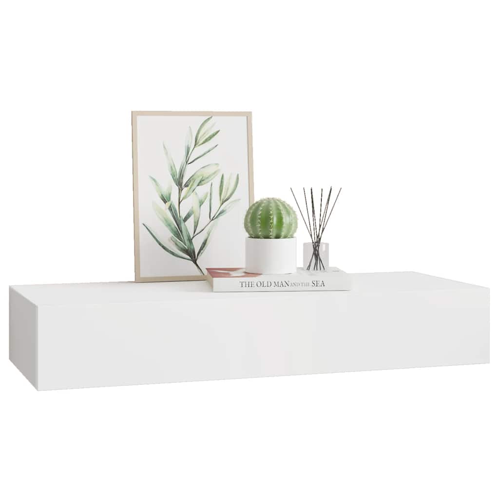 Prateleira de parede com gaveta MDF 60x23,5x10 cm branco