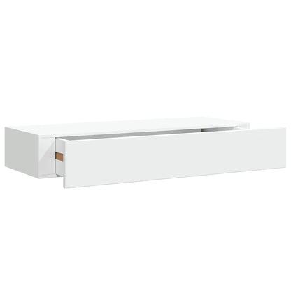 Prateleiras de parede com gavetas 2pcs MDF 60x23,5x10 cm branco