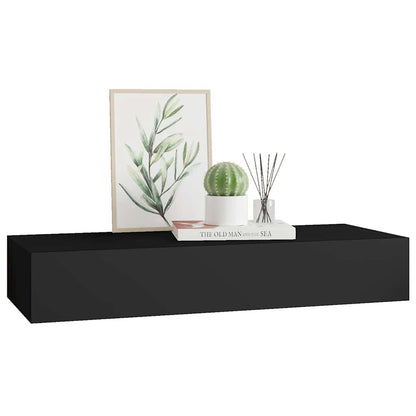 Prateleira de parede com gaveta MDF 60x23,5x10 cm preto