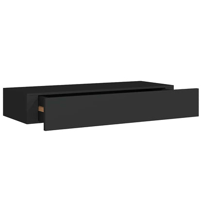 Prateleiras de parede c/ gavetas 2 pcs MDF 60x23,5x10 cm preto